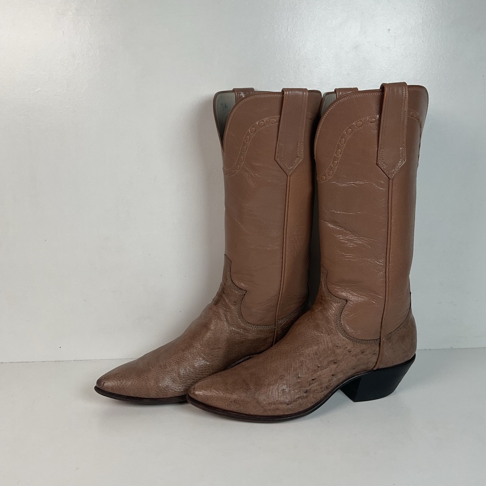 Paul Bond Smooth Ostrich Cowgirl Boots | Custom | Exotic | Extra Narrow | 7 A